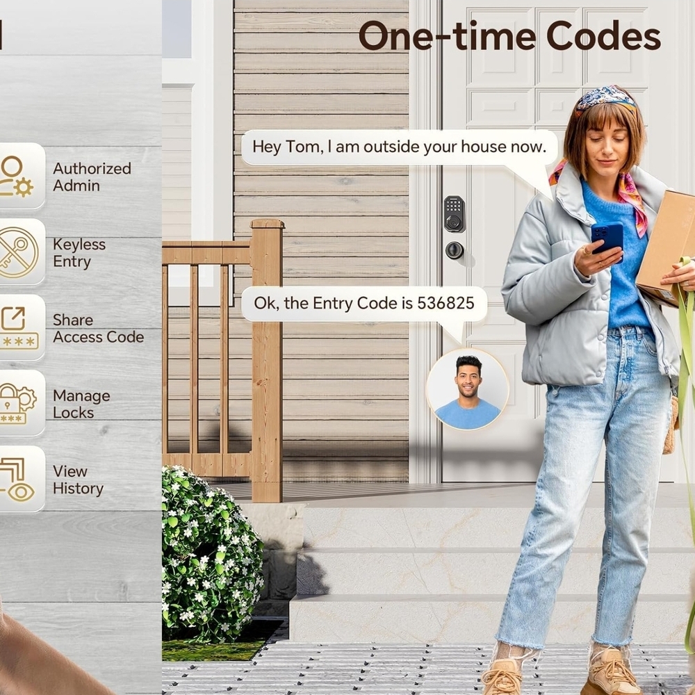 New! 3 In 1 Keyless Entry Door Lock w/Handle App Control, Keypad & Physical Key - Picture 6 of 12